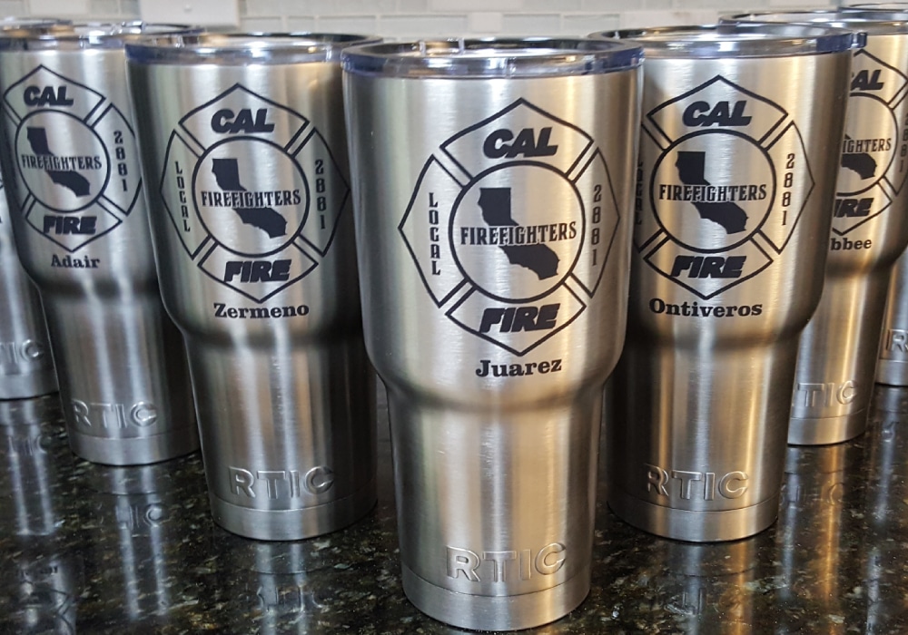 California Fire Fighter Engraved Cups