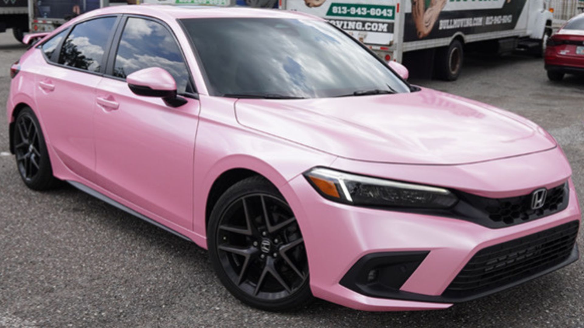 Pink honda car, Tampa Auto Wraps